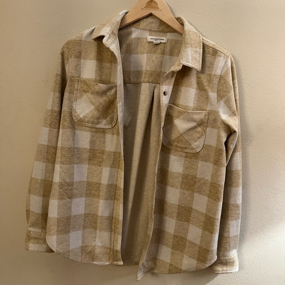 beachlunchlounge Tan and Cream Checkered Top